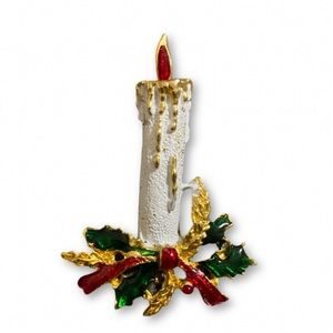 Vintage Christmas Candle Brooch 🎅🏻